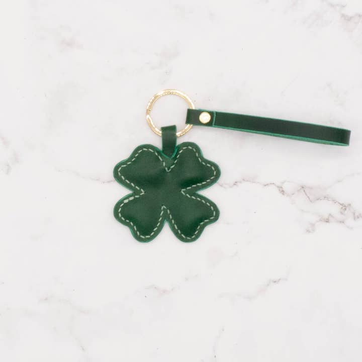 Leather Four-Leaf Clover Bag Charm for wholesale by Arbor Trading Post