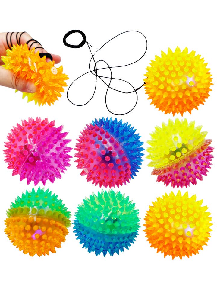 Two Tone Spiky LED Squeaky Return Ball for wholesale by Cap Zone