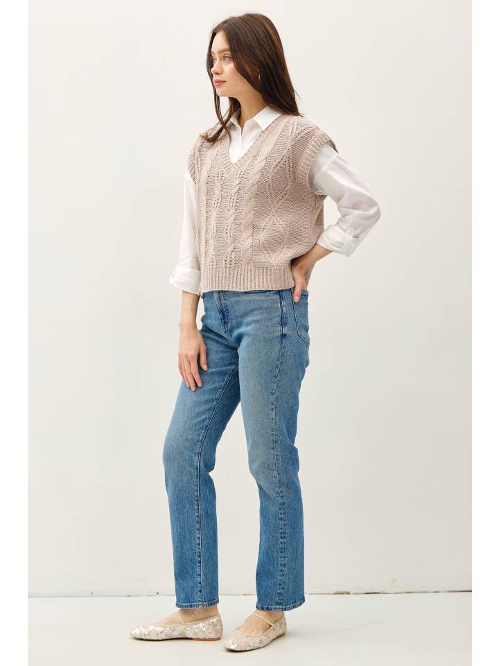 Be Cool - Wholesale Sweater Vest - Women's - CHUNKY CABLE KNIT SWEATER VEST