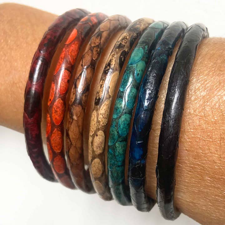 Melokane - Wholesale Bangle Bracelet - Handmade Python Leather Bracelets - Brown Color