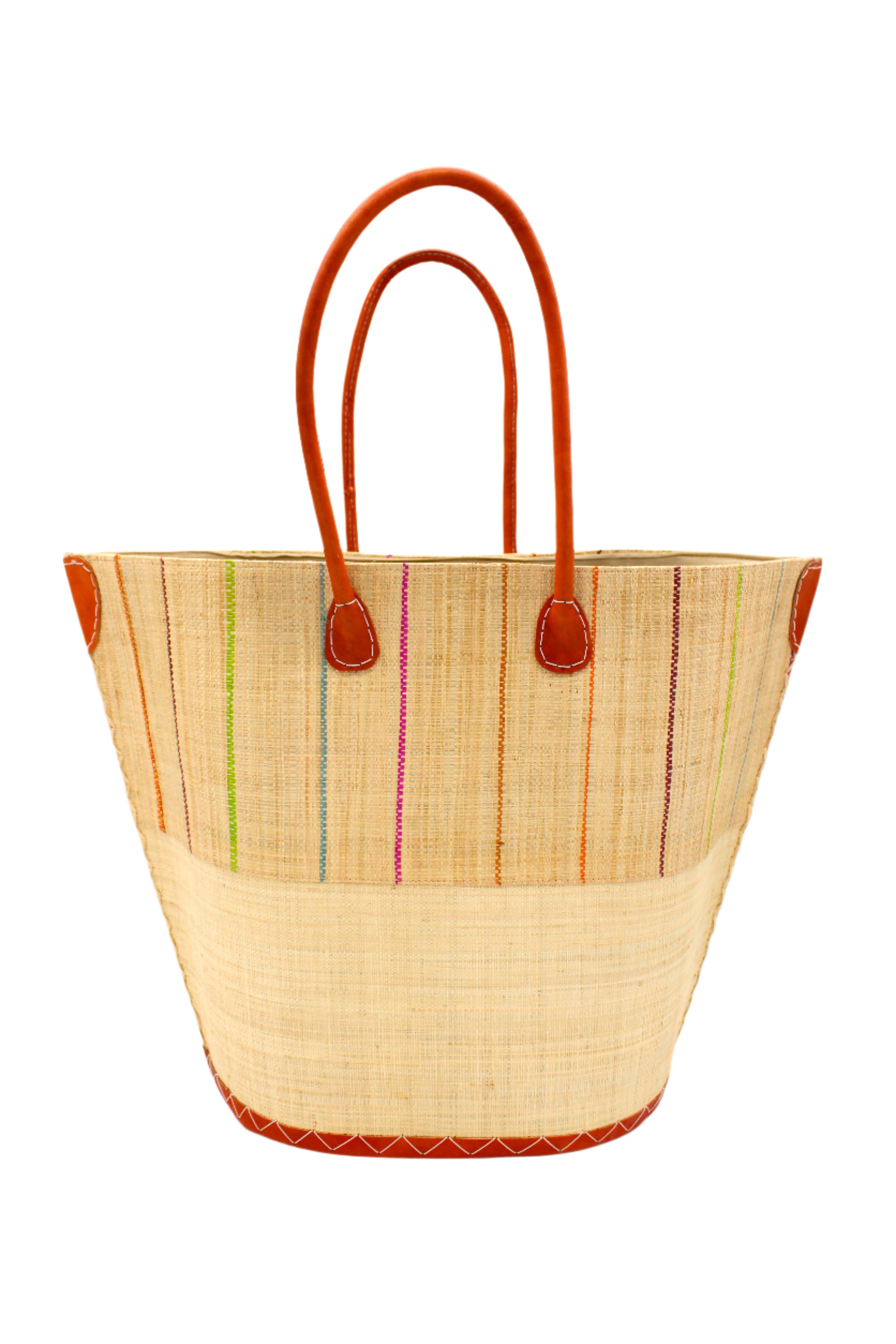 Shebobo – wholesale Strandväska – Santa Cruz stor strandväska i halm med tvåfärgade ränder8