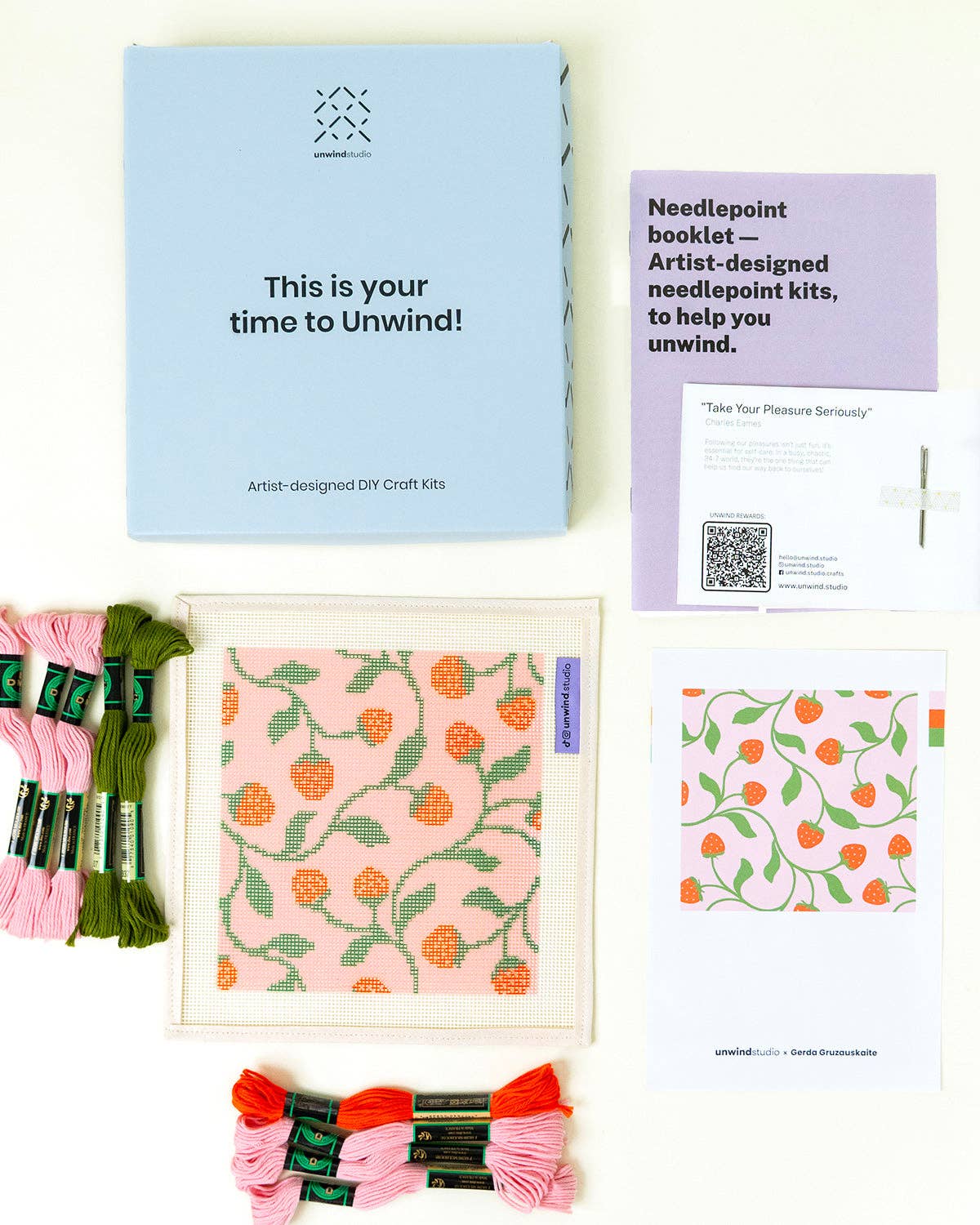 Unwind Studio – Engroshandel DIY-hobbysæt – Jordbær Solbrilleetui Broderisæt2