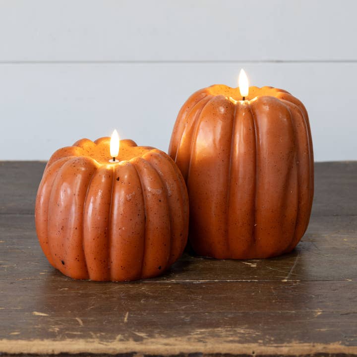 Ragon House - Wholesale Flameless Candle - 5" ORANGE 3D FLAME PUMPKIN CANDLE3