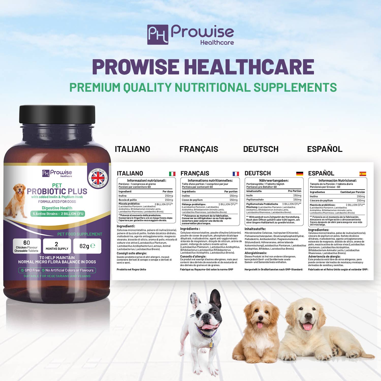 Prowise Healthcare - Wholesale Pet Supplement - Cat/Dog - Pet Probiotic Plus with Added Inulin & Psyllium Husk 2 Billi3