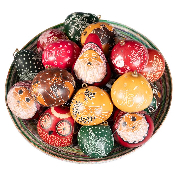 Lucuma Designs - Wholesale Ornament - Christmas Mini Mix - Gourd Ornaments - Natural Holiday