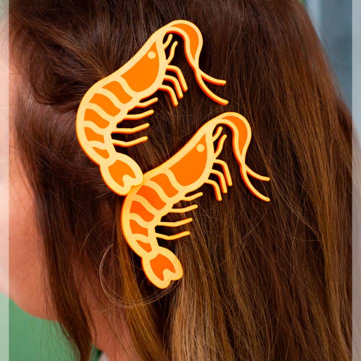 Shrimp Barrettes for wholesale by Sunshine Studio