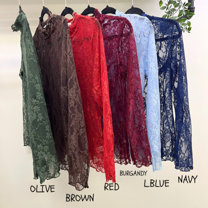 JADE BY JANE - Vente Chemisier – femme - Haut à manches longues en dentelle à imprimé floral KRT173924