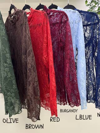 JADE BY JANE - Wholesale Blouse – Women’s - Floral Print Lace Long Sleeve Top KRT17399