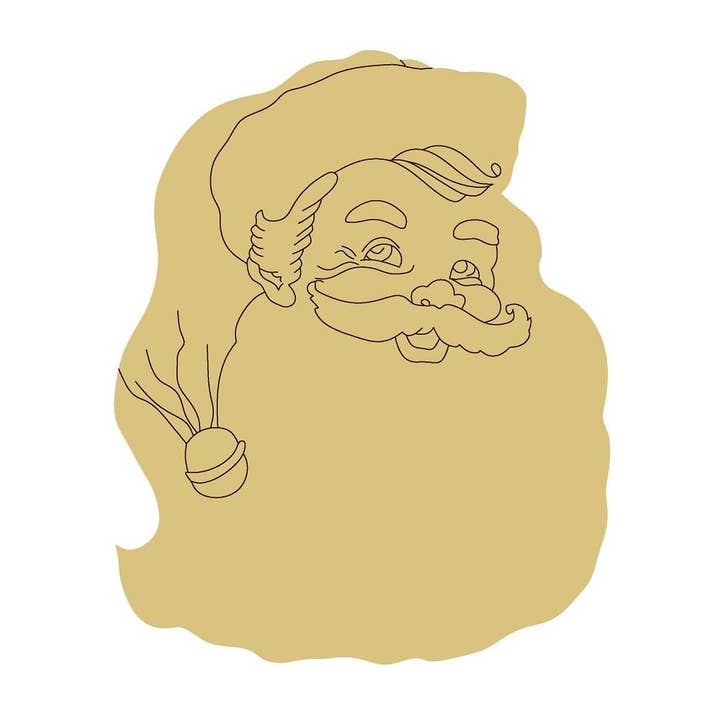 Santa Head Design By Lines Unfinished Wood Cutout Style 10 for wholesale by Diverse Woodworking