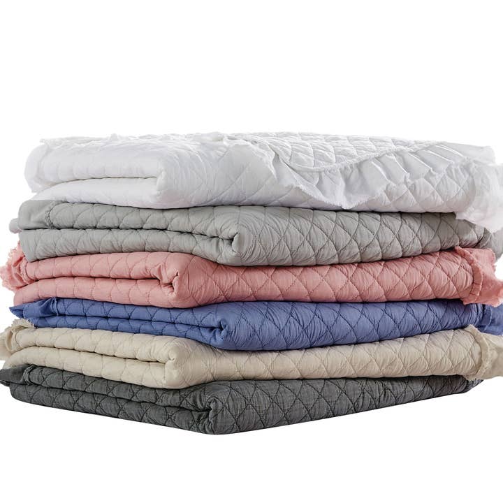 Mélange Home - Wholesale Quilt - Diamond Ruffle Stonewashed Quilt Set