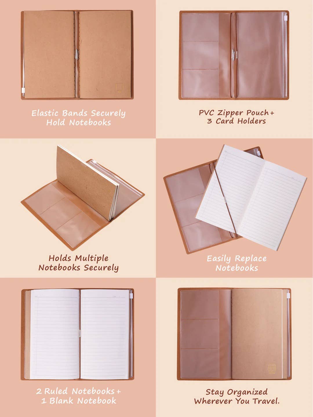 Doodle - Wholesale Journal/Diary - 7.90 x 5.00in -  Refillable Travel Journal with zipper pouch4