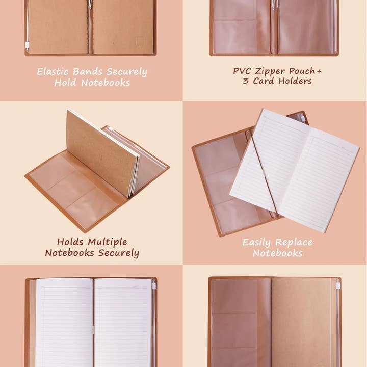 Doodle - Wholesale Journal/Diary - 7.90 x 5.00in - Refillable Travel Journal with zipper pouch4