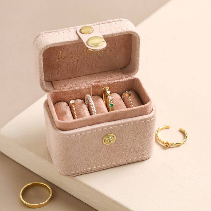 Lisa Angel - Wholesale Jewellery box/organiser - Embroidered Flowers Petite Velvet Travel Ring Box1