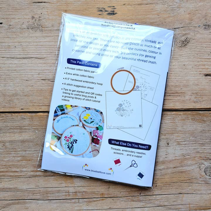 Bluebell Love – wholesale Embroidery/cross-stitch supplies – Wildflower Embroidery Panel Pack3