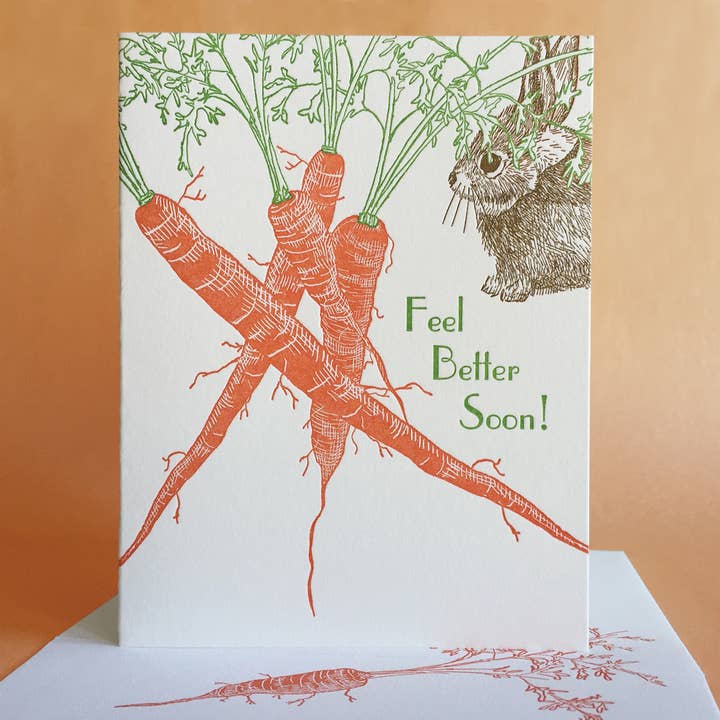 Carrot Get Well Soon Card for wholesale by Painted Tongue Press