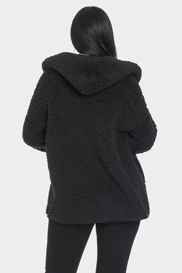 Lime All the Time - Wholesale Jacket - Women's - Teddy Bear Pattern Fluffy Fuzzy Fur Hoodie Jacket1