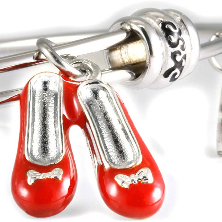Dave The Bunny - Wholesale Charm/Dangle Bracelet - Wizard of Oz | Ruby Slippers Jewelry or Ruby Red Slippers Bracelet Bangle for Fans of The Wizard of Oz Gifts or Wizard of Oz Collectibles of Ruby Red Slippers for Dorothy from Wizard of Oz Party Favor