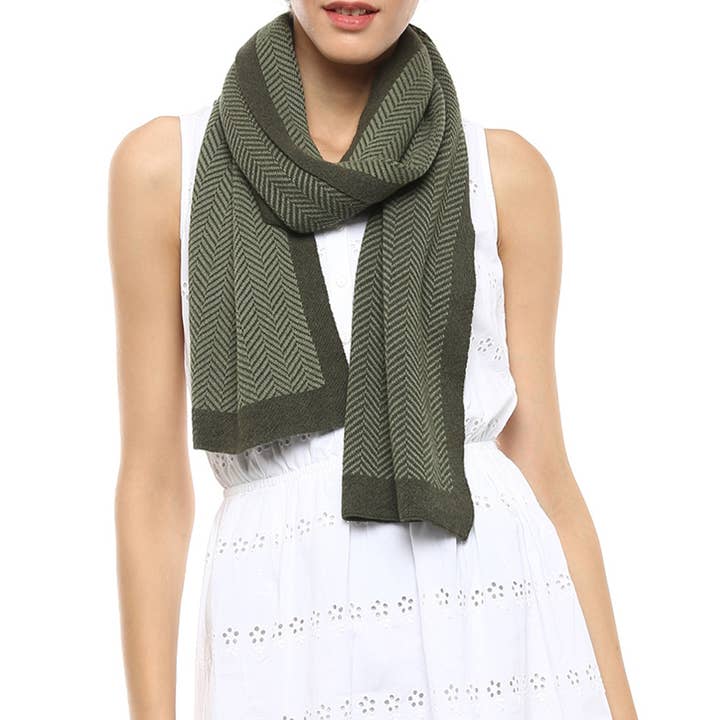 Darzzi - Vente Écharpe – femme - Écharpe en coton tricoté à chevrons1