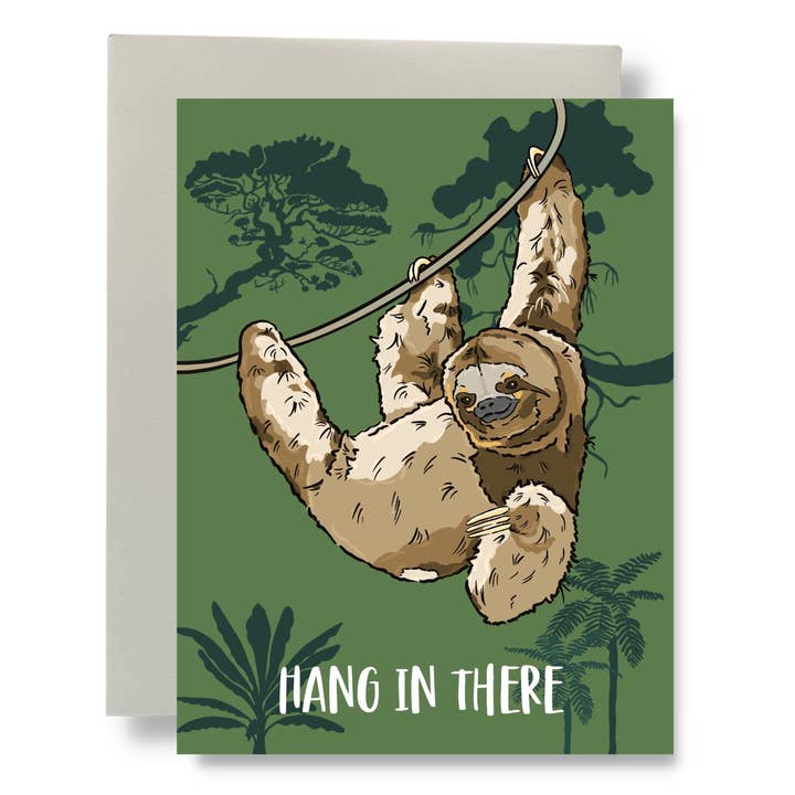 Carte de voeux Hang In There - Paresseux pour la vente par Bean Horse Car Designs