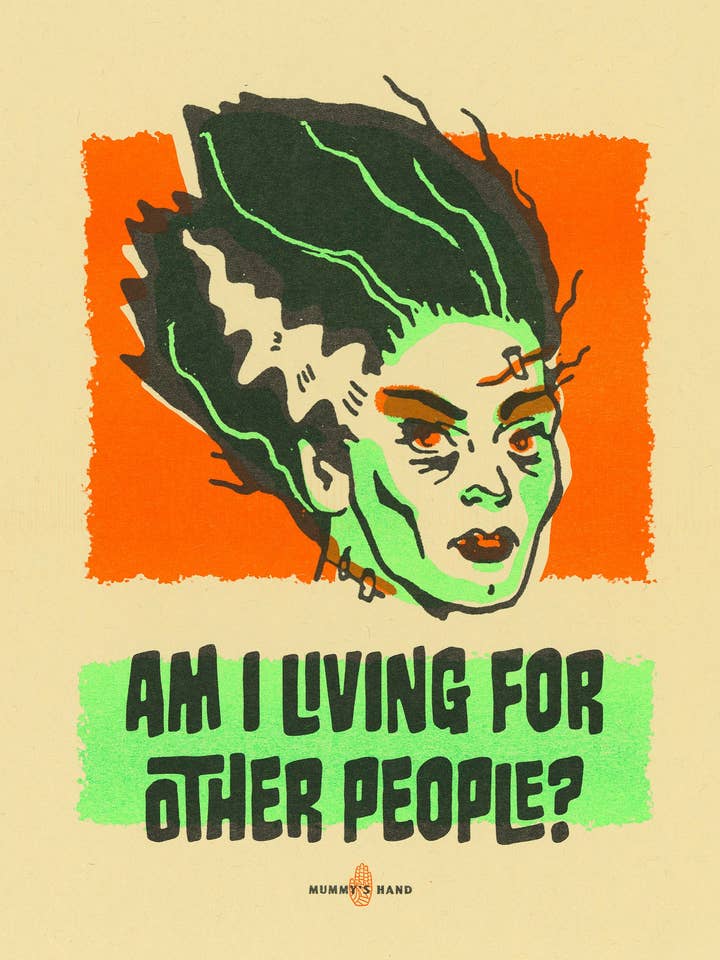 Bride of Frankenstein Therapy Limited Edition Riso Print for wholesale by Mummy's Hand