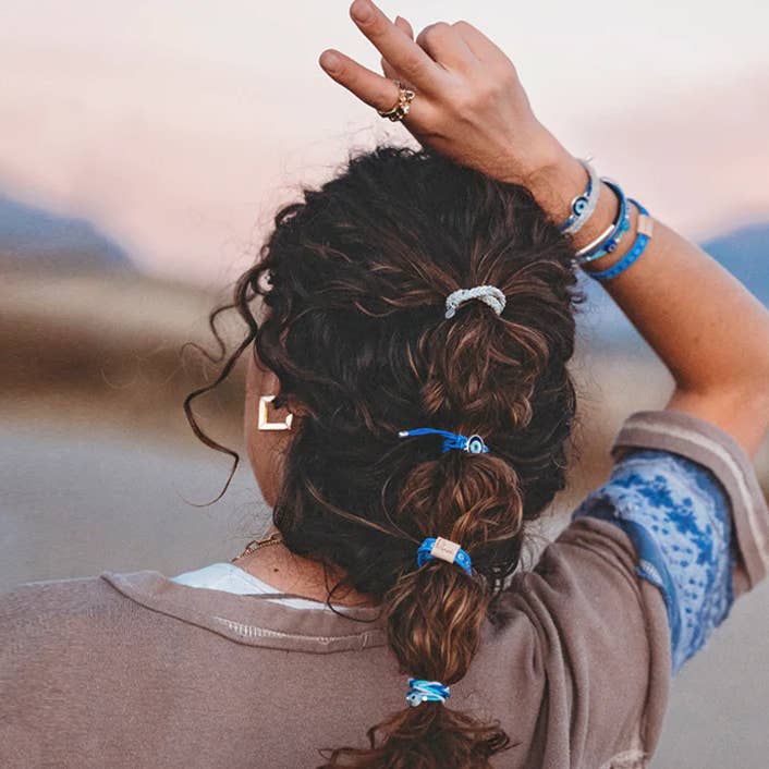 K'lani hair tie bracelets - Wholesale Jewelry Set - "Resist" Blue Evil Eye Hair Tie Bracelets1