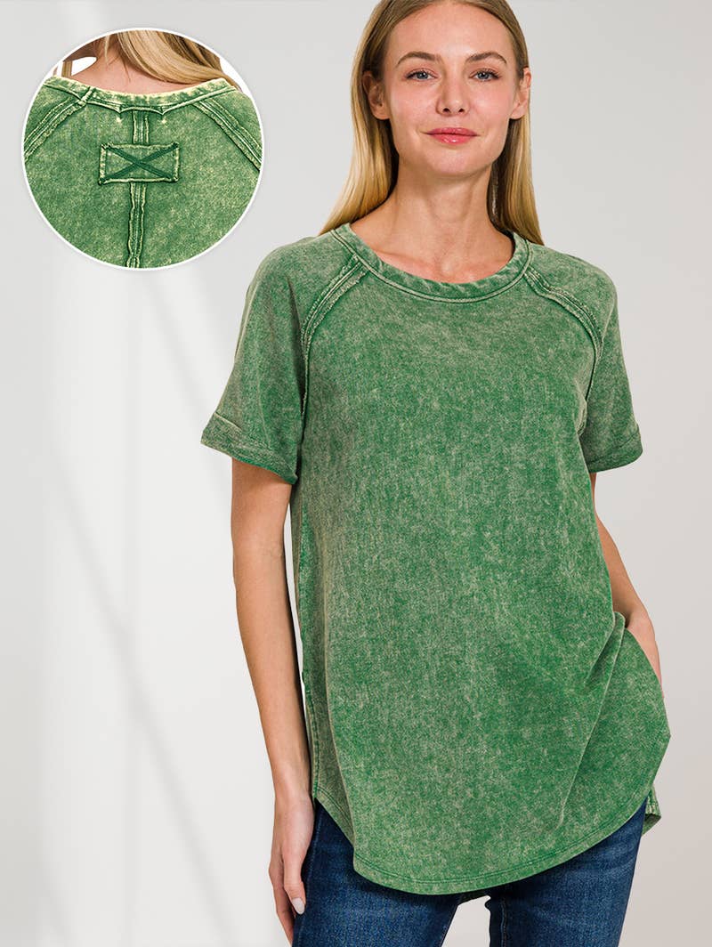 42POPS - Vendita all'ingrosso Maglietta - Donna - Top casual in French Terry lavaggio vintage con patch posteriore7