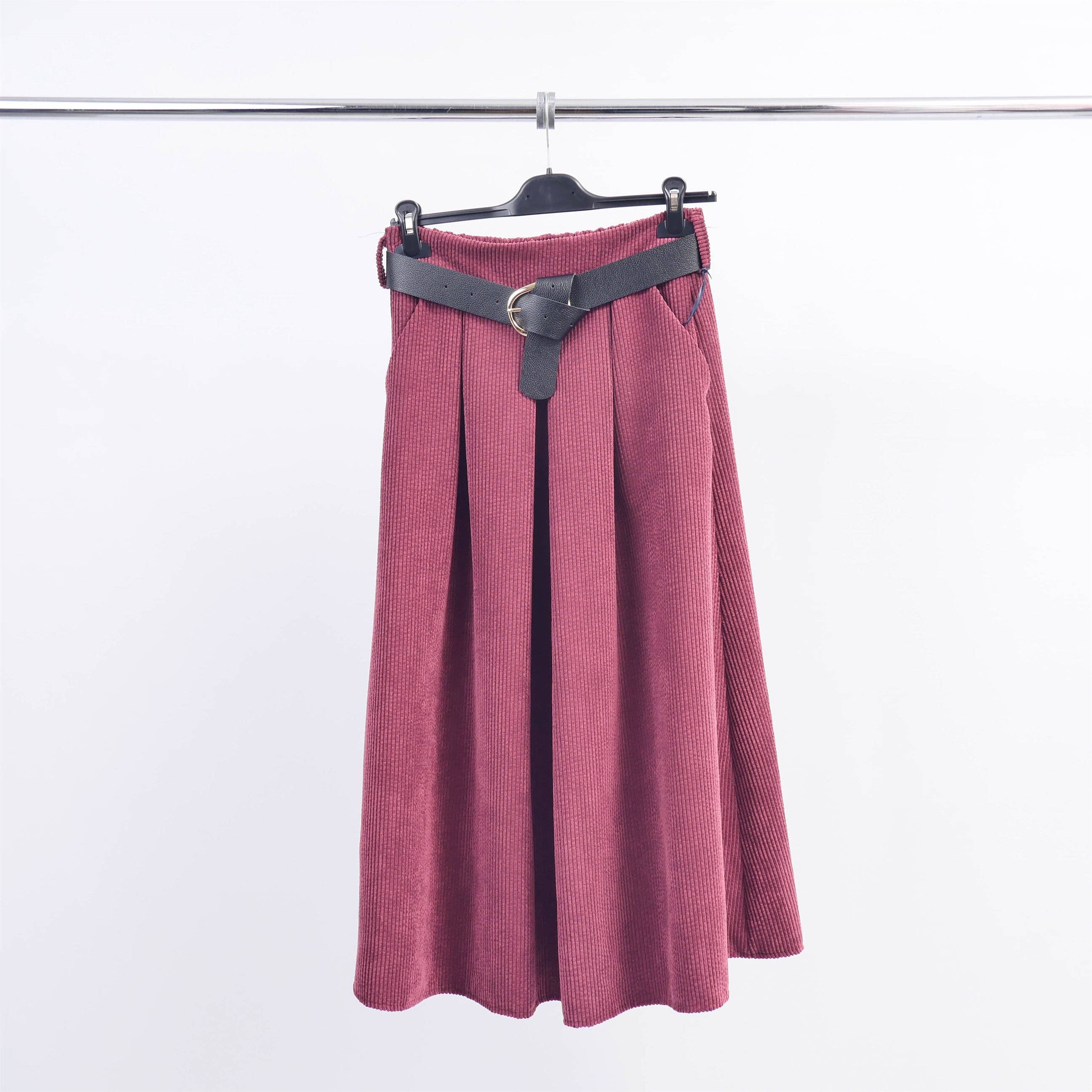 Cecile Wang - Wholesale Skirt - Women's - Corduroy skirt with belt TDM52123-70