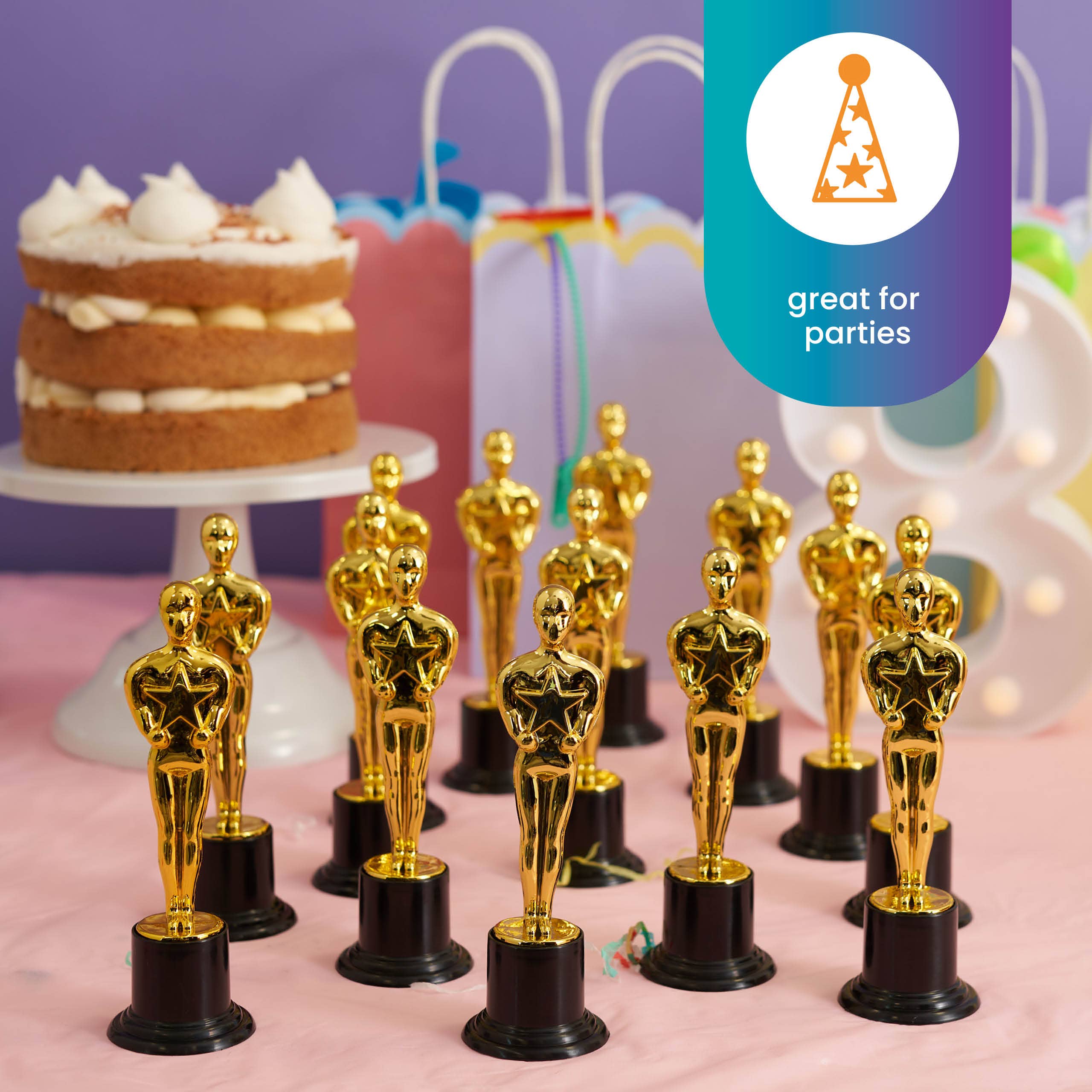 The Twiddlers - Vendita all'ingrosso Decorazioni da tavolo - Set di 24 Trofei Oscar in Plastica per Vincitori4