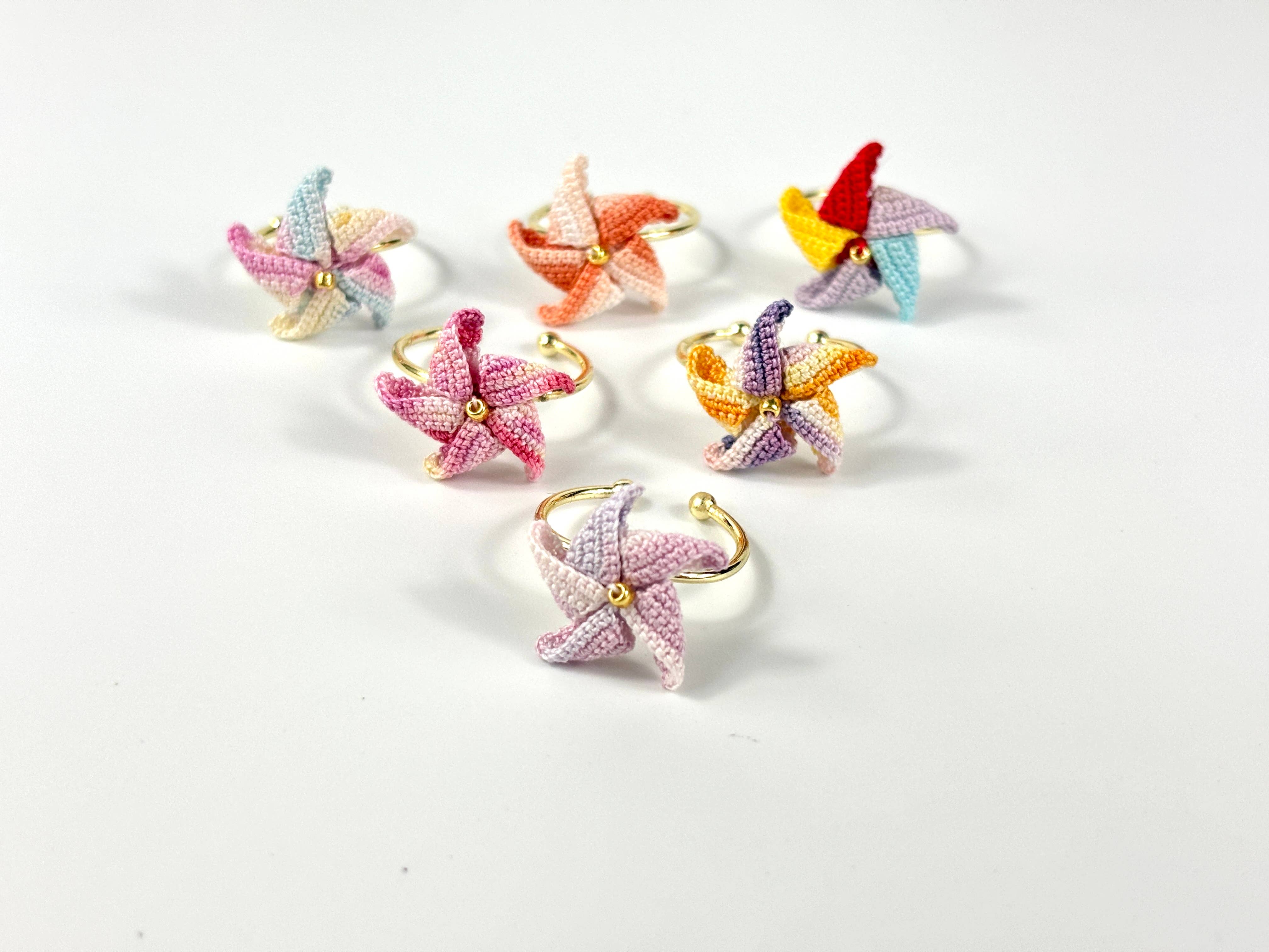 Crochet Whispers - Wholesale Band/Stacked Ring - Spinning Micro-Crochet Windmill Ring1