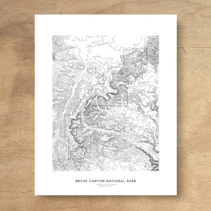 Bryce Canyon National Park Topographic Map Art Poster Print for wholesale by Topographia Design