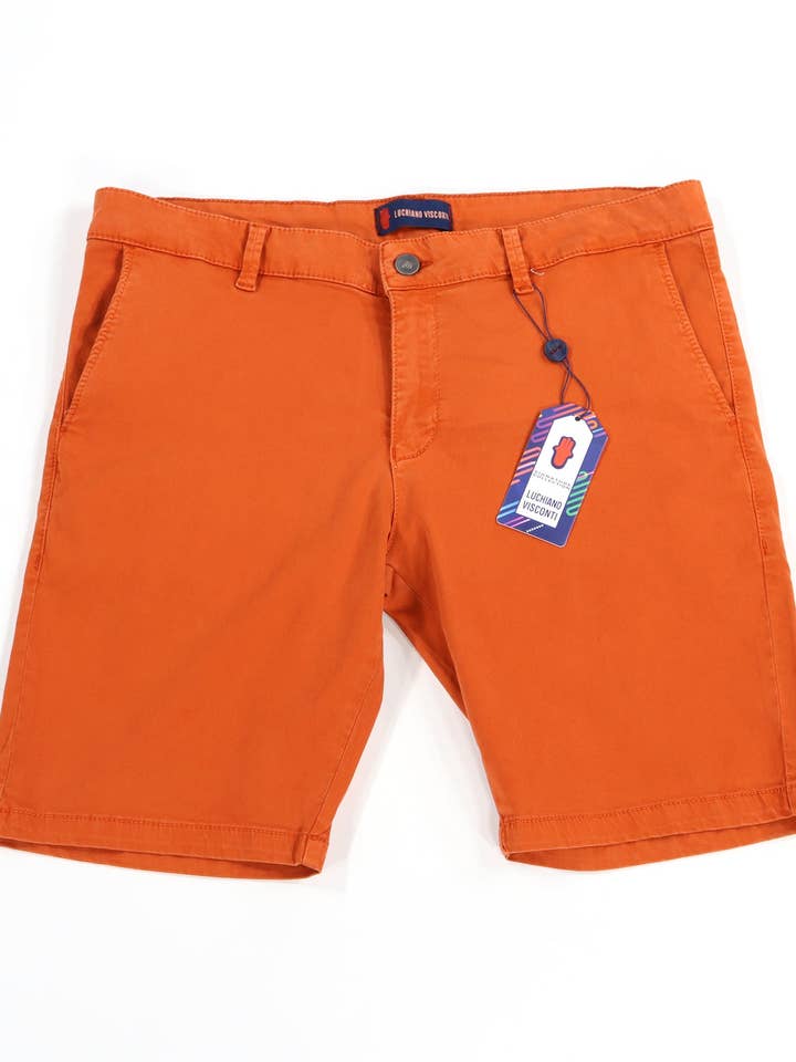 Orange Tencel-Shorts für den Großhandel von Luchiano Visconti