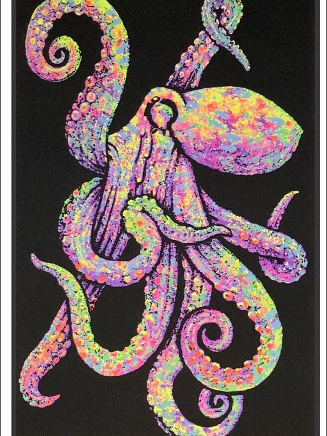 Painted Octopus Flocked Black Light Poster - 23" X 35" for wholesale by Scorpio Posters