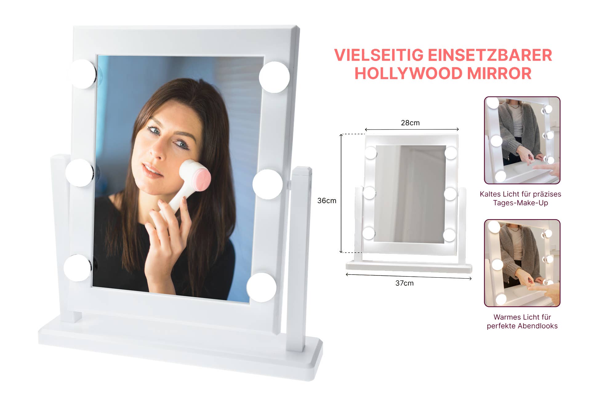 Fantasia R. Espig KG - Wholesale Vanity Mirror - Large Hollywood mirror with lighting - 6 large LED lights