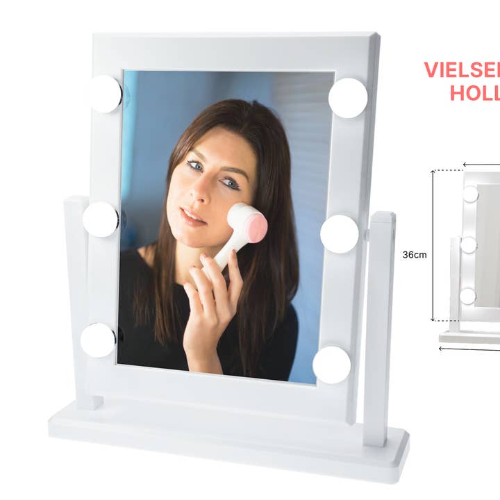 Grande specchio Hollywood con illuminazione - 6 grandi luci a LED per la vendita all'ingrosso da parte di Fantasia R. Espig KG