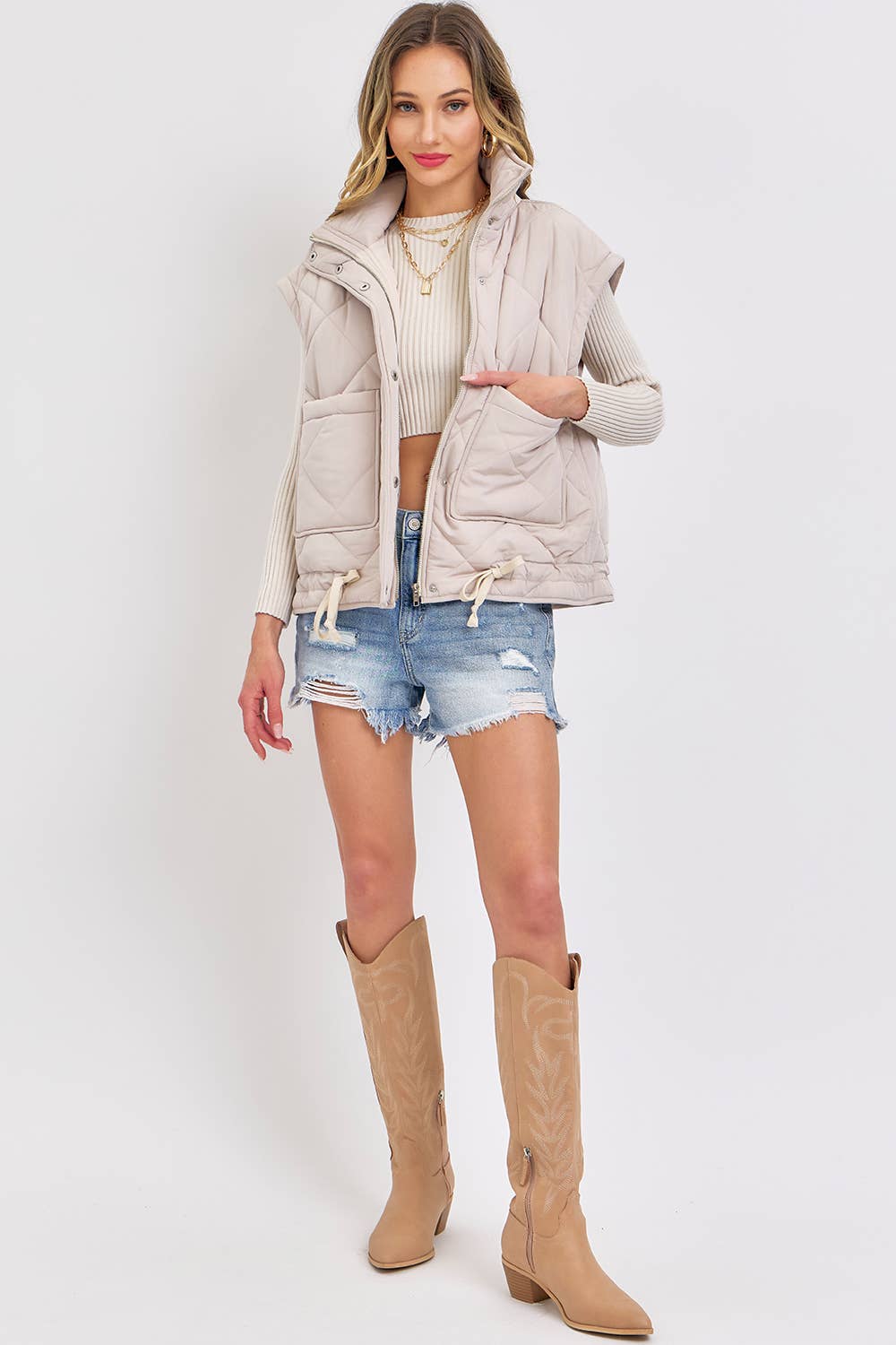 Sweet Lovely by Jen - Vendita all'ingrosso Gilè imbottito - Donna - GILET OVERSIZE IN PIUMINO TRAPUNTATO 19