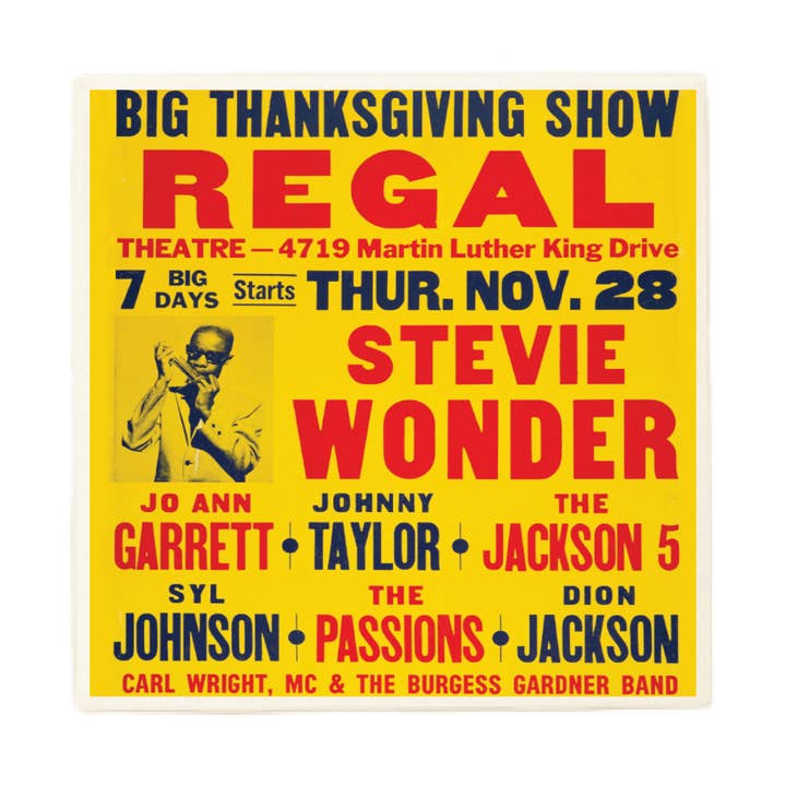 Stevie Wonder Vintage Ticket Poster Coaster for wholesale by Lucky Mfg. Co.