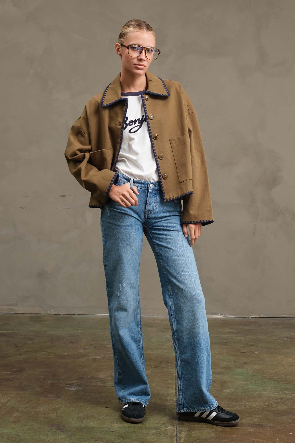 OLIVE Collar Jacket with Contrast Stitching - RJ1044 for wholesale on Faire10