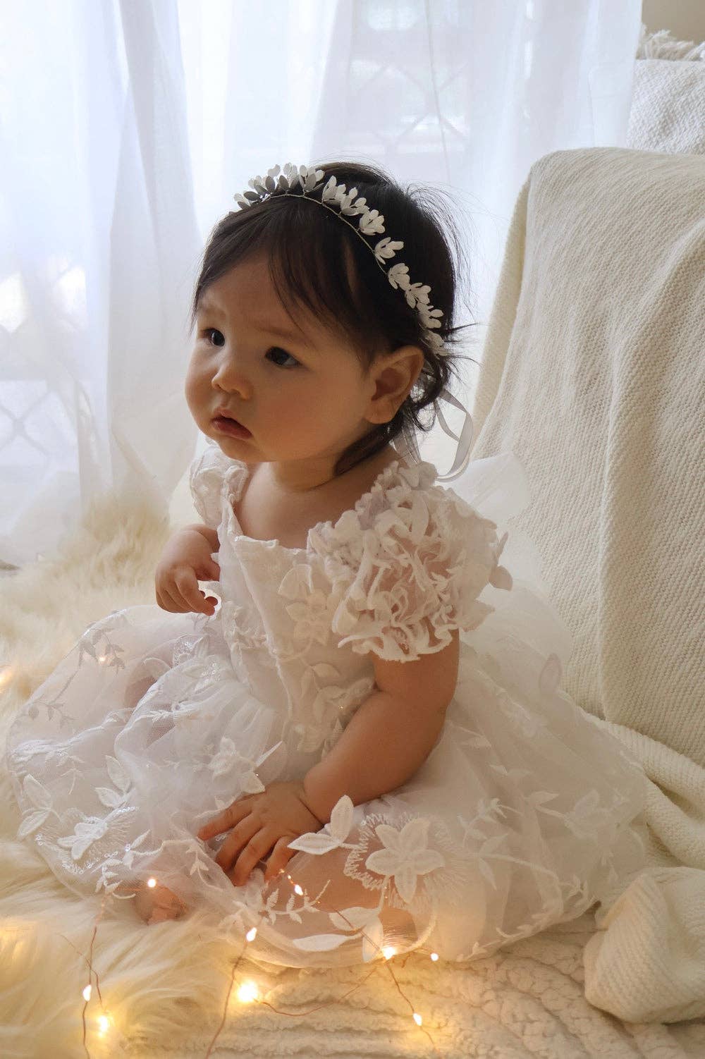 A Little Lacey – wholesale Dress – Baby – Petal White Embroidered Baby Dress1