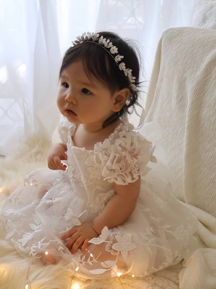 A Little Lacey - Wholesale Dress – Baby - Petal White Embroidered Baby Dress1