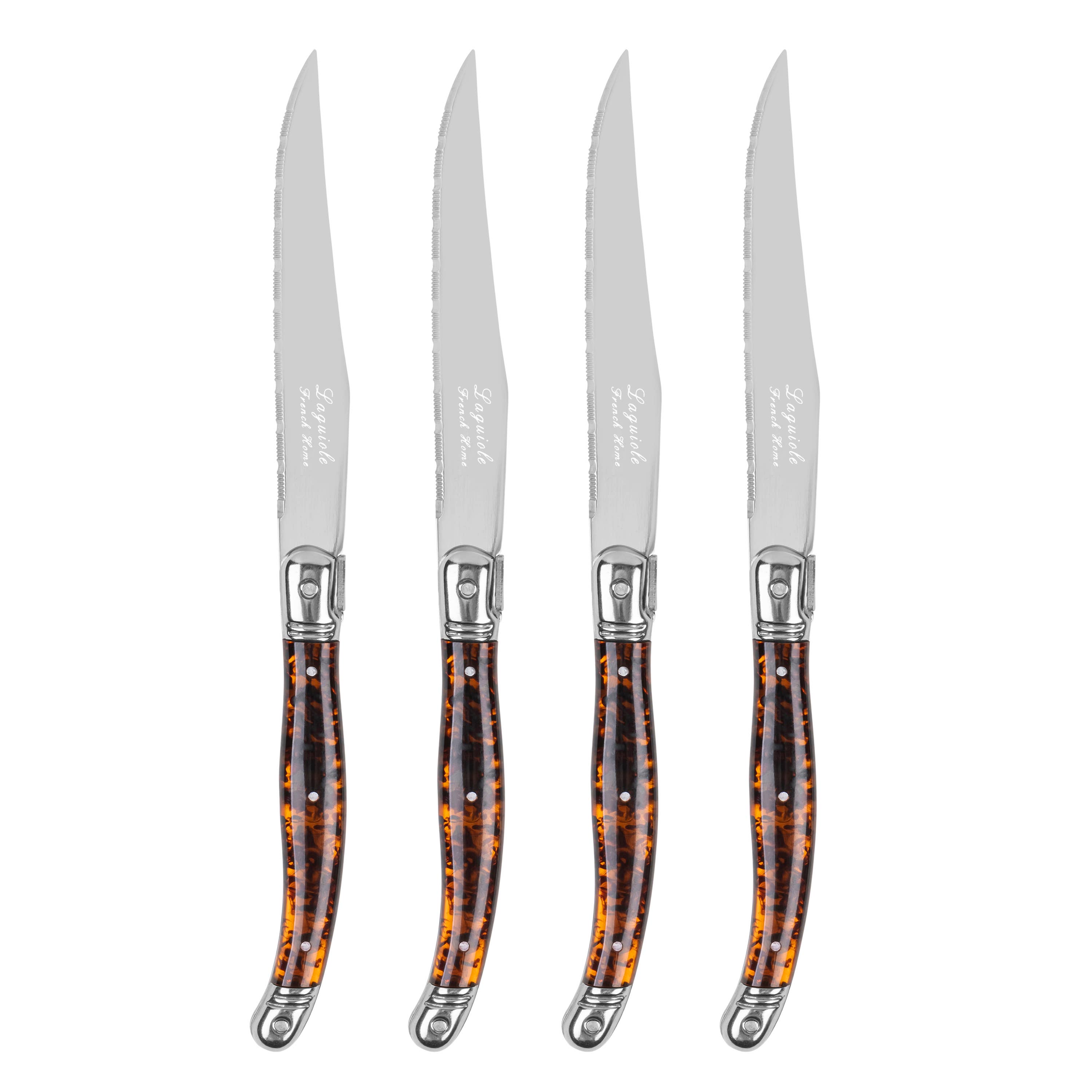 French Home – wholesale Knife set – Laguiole Connoisseur 4-Piece Tortoise Steak Knife Set1