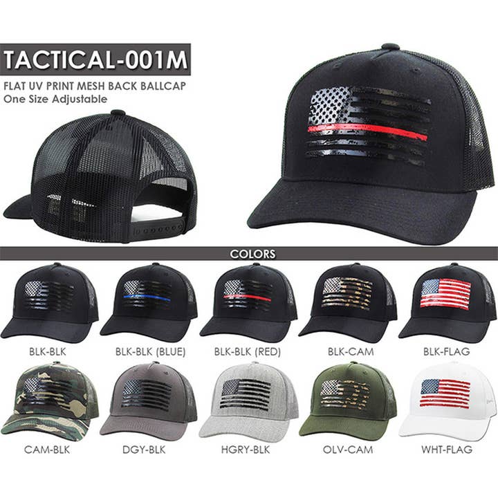 Hana - Wholesale Trucker Hat - Women's - Flag Flat Uv Print Mesh Back American Flag Baseball Cap