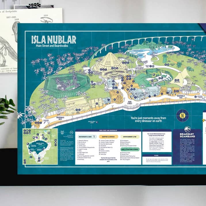 KikoIlustrador - Vendita all'ingrosso Poster - JURASSIC MAP - principale dell'Isola - Dimensione DINA2
