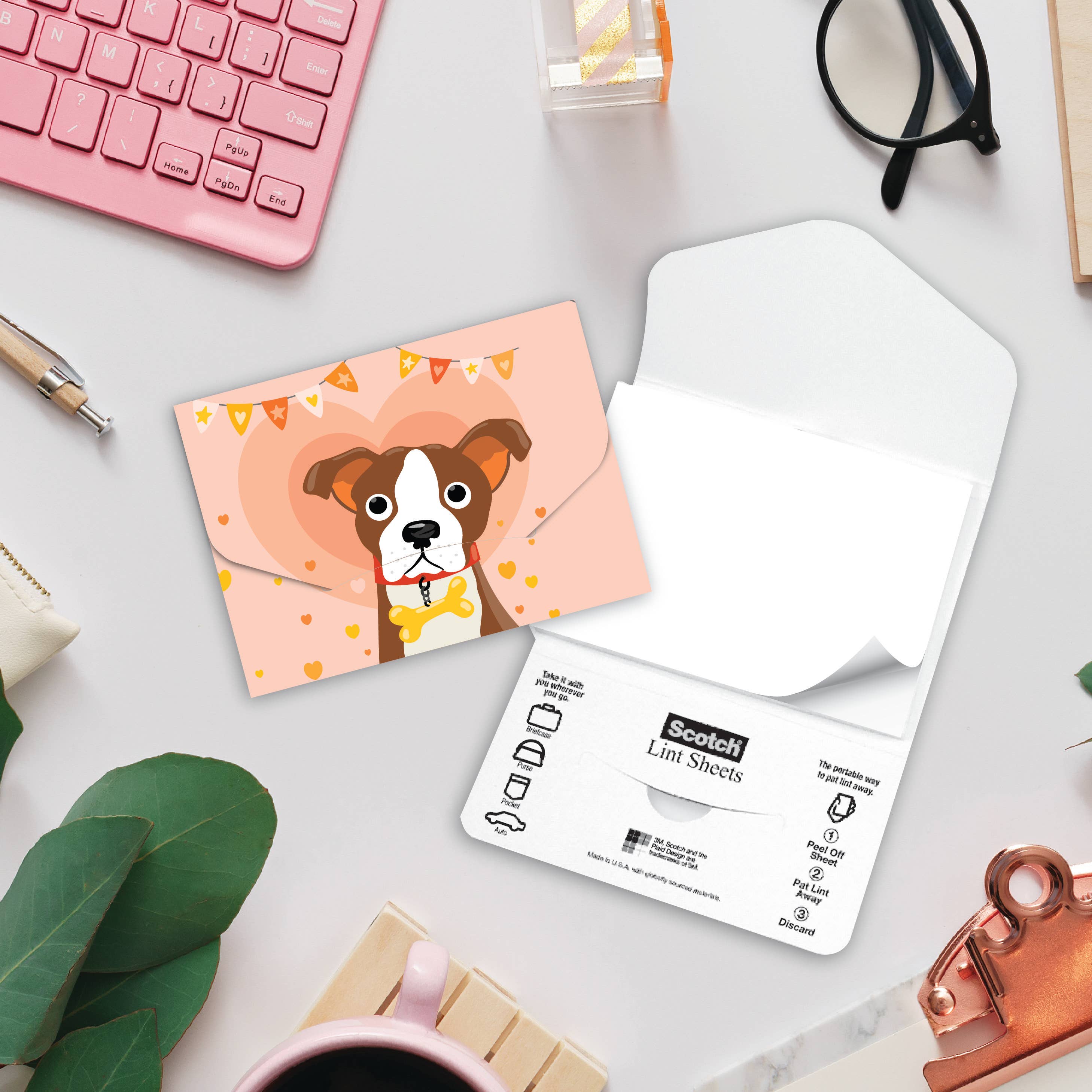 Post-it® Notes Design Series - Wholesale Lint Roller - Scotch™ Lint Sheets Pocket Pack - Puppy Bone lint remover1