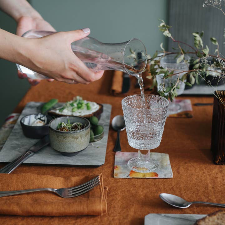 Linen Tales (We cover U.S. import duties) – wholesale Underlägg – Orange Flow - Set med 4 underlägg i naturlinne3