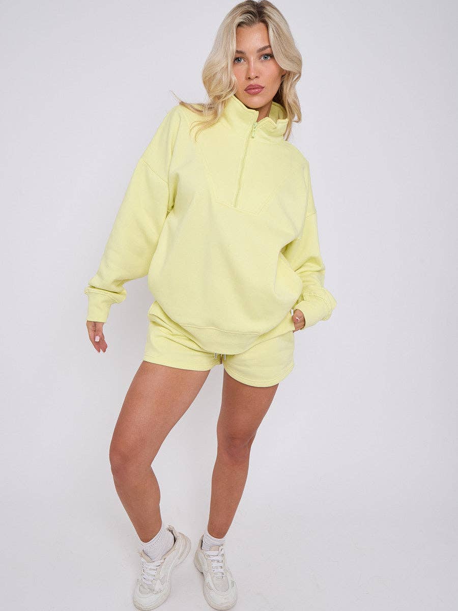 AX Labels - Wholesale Lounge Set - Women's - 1/2 Zip Top & Shorts Fleece Co-ord4