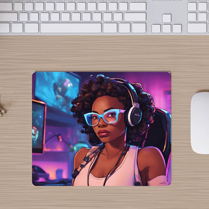 Tapis de souris Black Girl Gamer pour la vente par Self Care Tribe