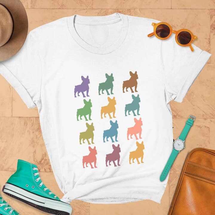 Vivtrek - Wholesale Screen Printed T-Shirt - Women's - French Bulldog Shirt Cute Funny Dog Lover Vintage Tee 513