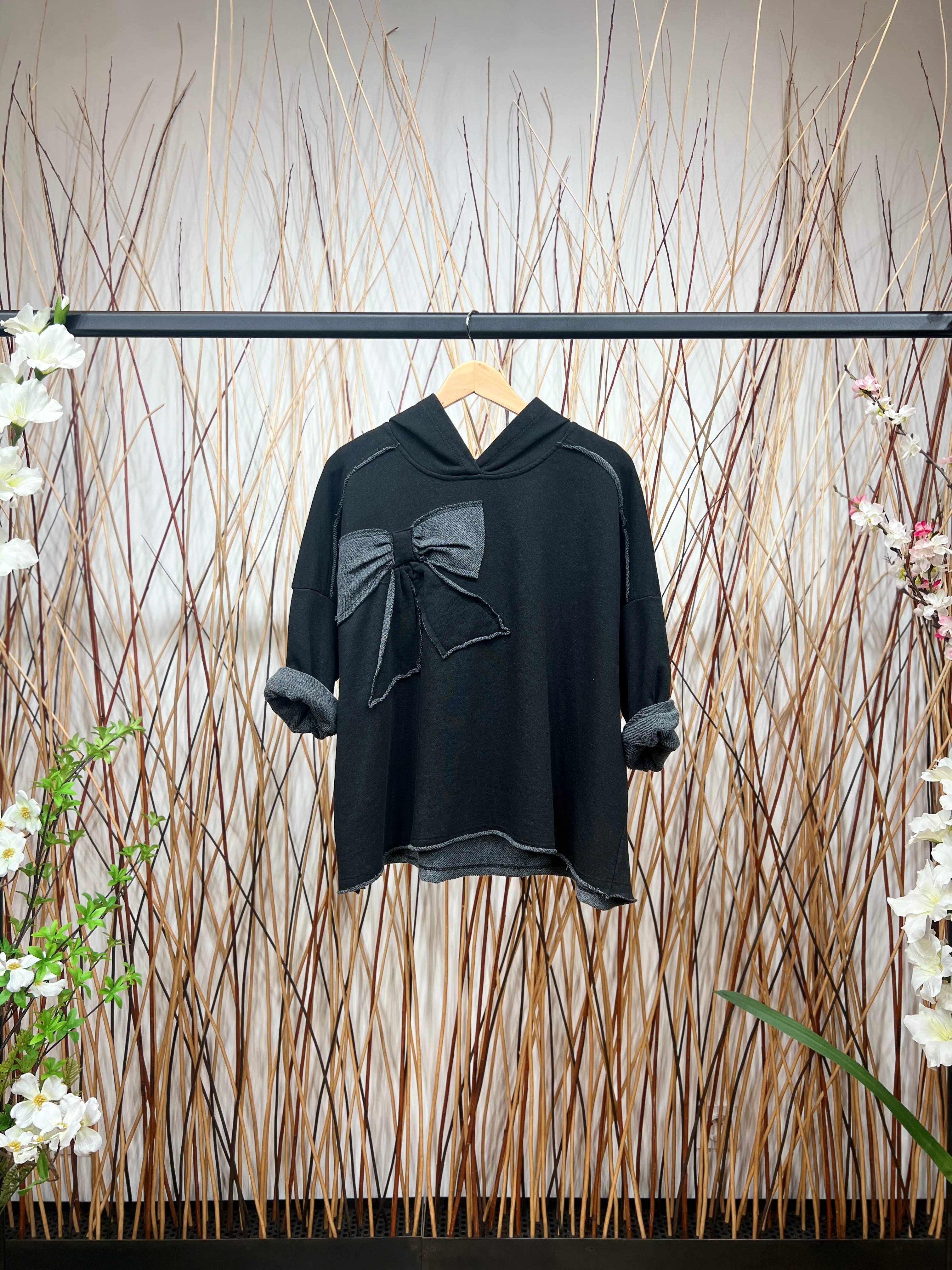 L'Emotion – Hoodie – Mulher por atacado – Moletom amplo com laço decorativo e costuras1