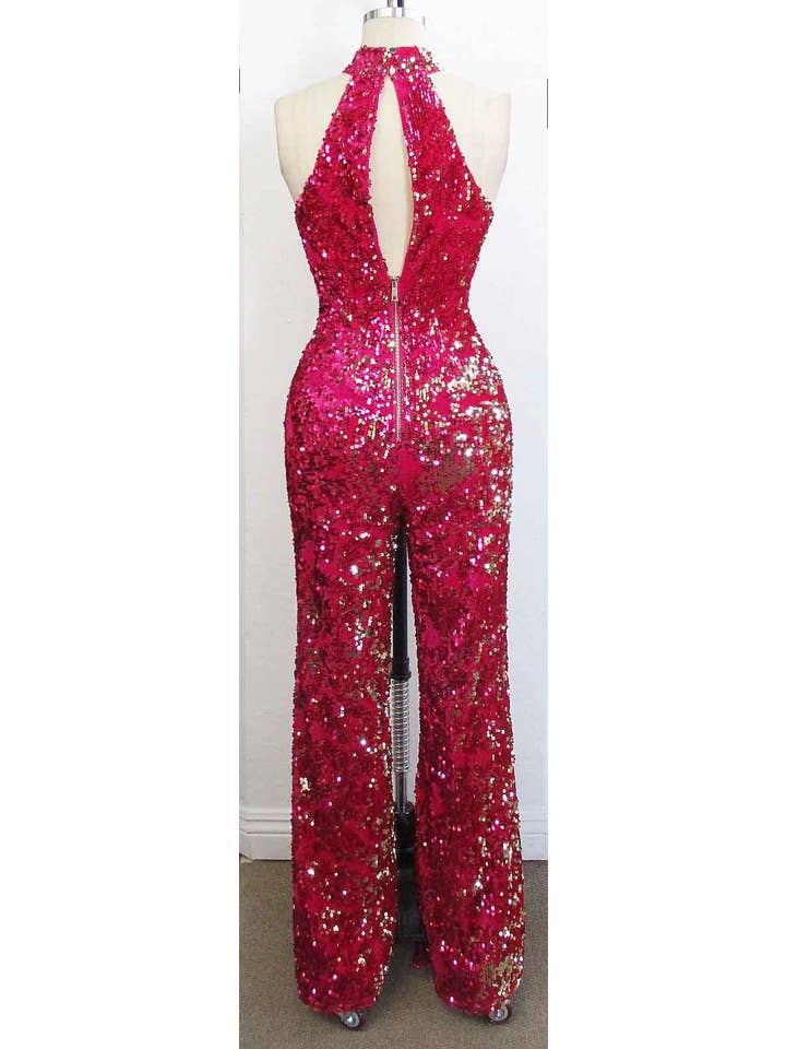 Melrose with Love - Wholesale Jumpsuit - Women's - BELL BOTTOM STRETCHY VELVET SEQUINS JUMPSUIT13