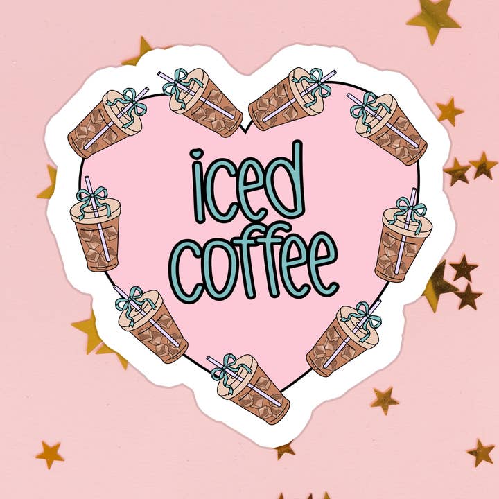 Coffee Funny Caffeine Iced Coffee Waterproof Vinyl Sticker for wholesale by Stickers+ X Ashley Bexar